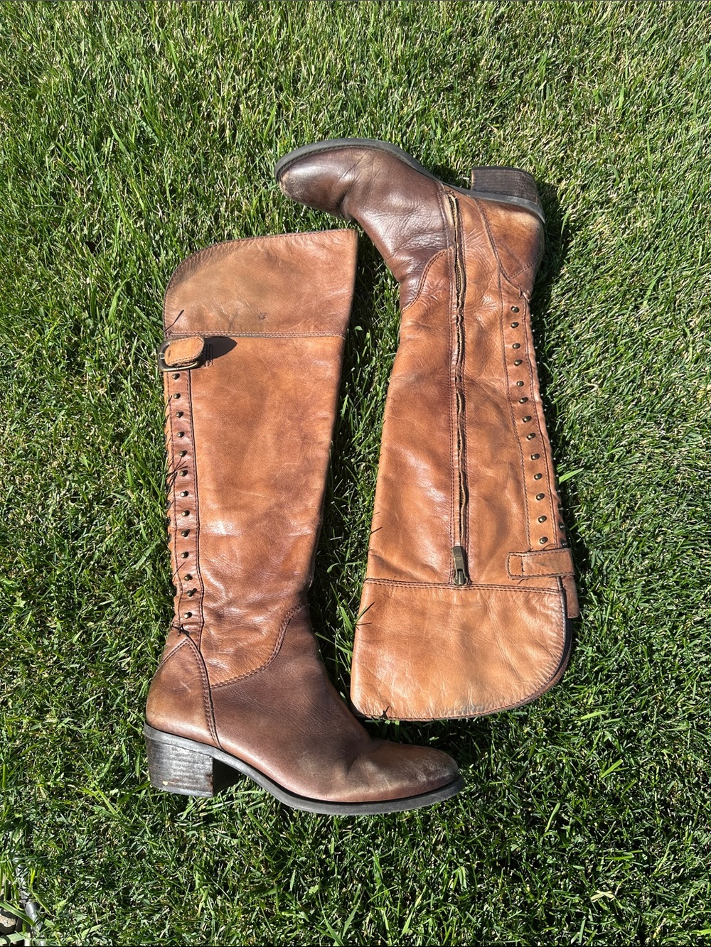 Vince Camuto Tall Leather Boot Bilco Cognac Brown
